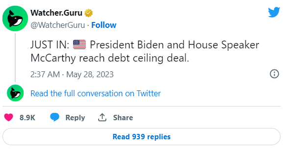 I repubblicani della Camera dei Rappresentanti accettano un accordo provvisorio sul tetto del debito