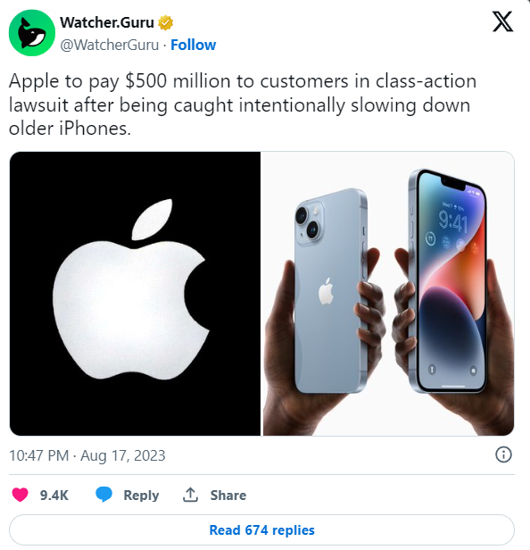 Milioni di utenti Apple saranno pagati nell'accordo di risarcimento da 0 milioni relativo agli iPhone